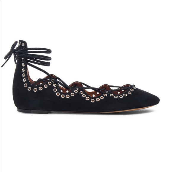Isabel Marant Shoes - Isabel Marant black suede Leo lace-up flats